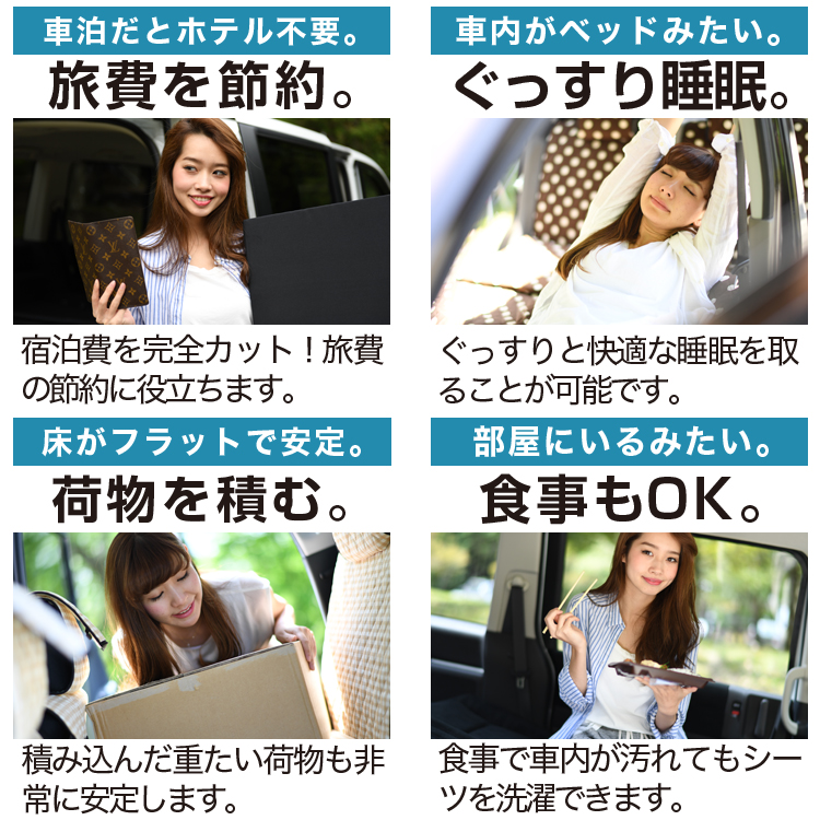 N-WGNJH1/2系の車中泊グッズ、フルフラットで段差を無くしてグッズリ安眠!