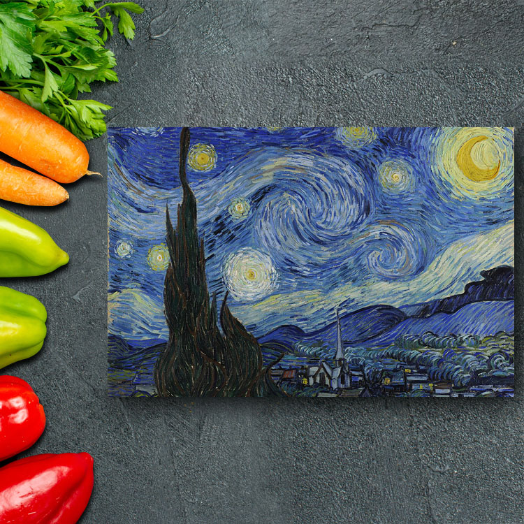 アートパネル アートボード ゴッホ 星月夜 60&times;45 A2 壁掛け 絵 インテリア 名画 モダンアート 油絵 絵画 有名画 おすすめ 人気 高級 かわいい おしゃれ ポスター 玄関 リビング 部屋 店舗 風景画 自然 花 空 海 モノトーン 【LotNo.01】｜趣味職人