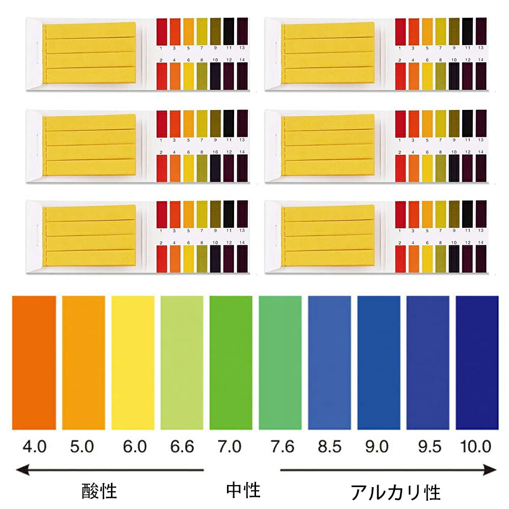 Ph試験紙 80回分 480枚 大容量 目安表 テストペーパー お得 リトマス試験紙 6セット 溶液 リトマス紙 簡易測定 ペーハー試験紙 テスト