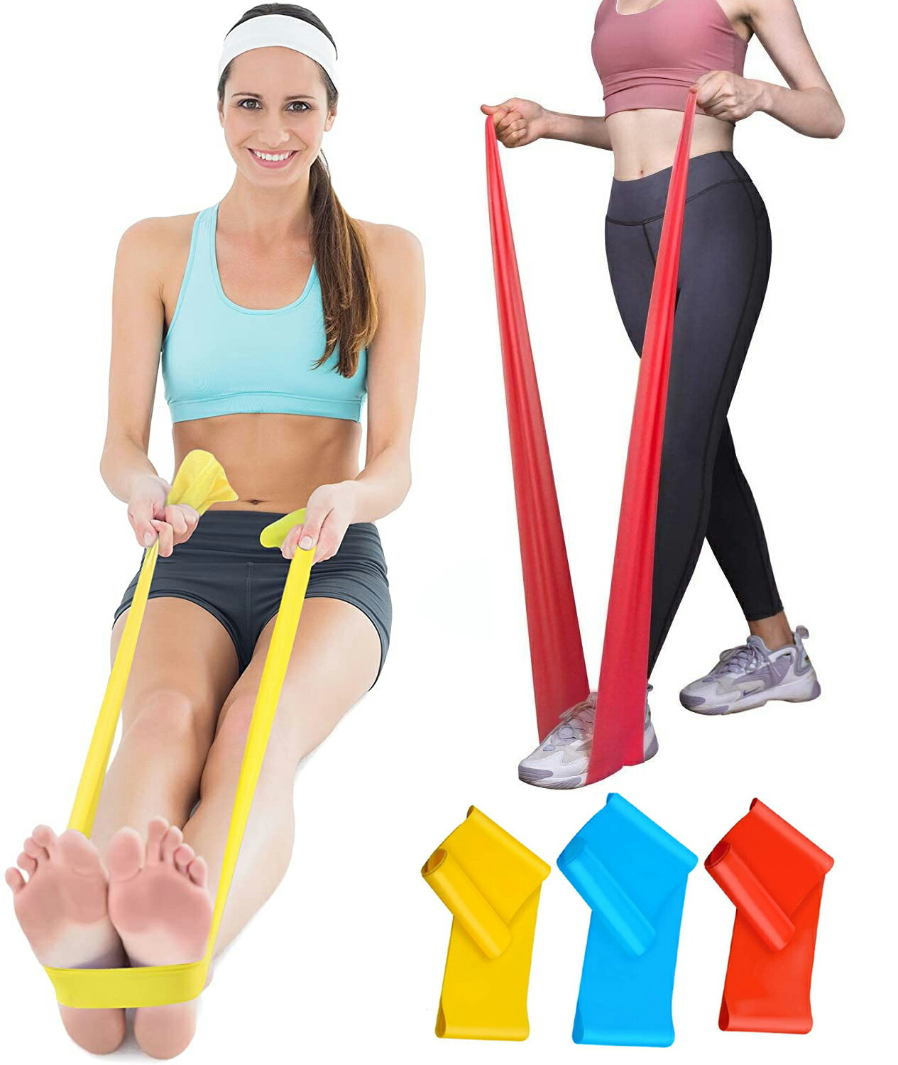 エクササイズバンド 3本セット 強度別 ストレッチバンド おうち トレーニング 筋トレ ゴムバンド トレーニングチューブ バンドチューブ リハビリ  通販