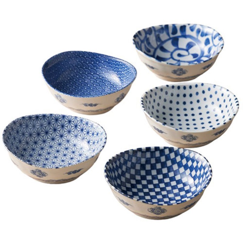 楽天市場】【送料無料/直送】|藍染 楕円小鉢4柄揃|YN−3003AW