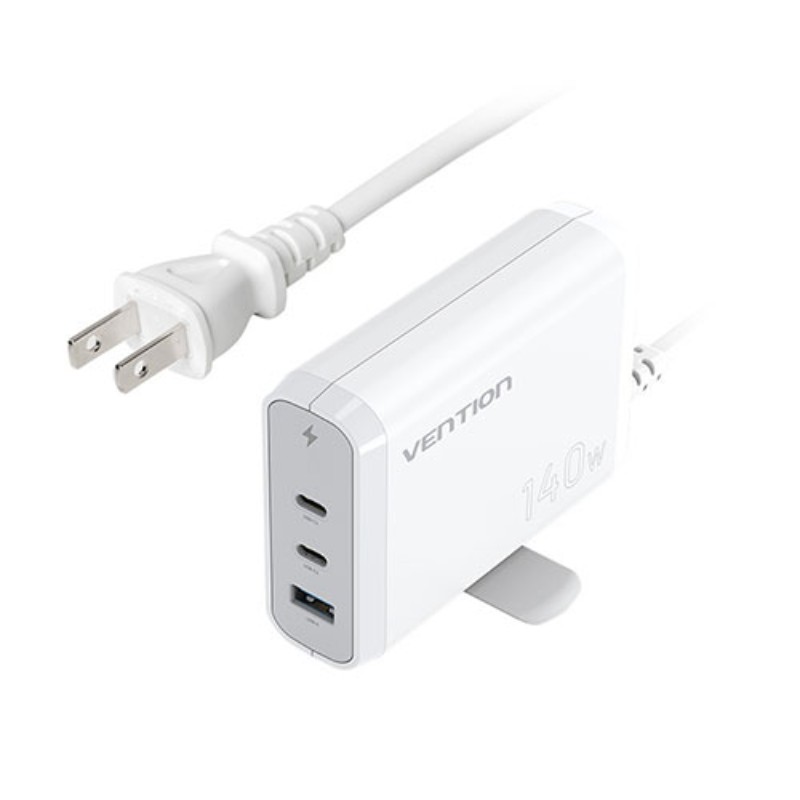 VENTION 3-port USB (C+C+A) GaN コンセント充電器(140W/140W/18W) ホワイト GA-0651 [▲][AS]