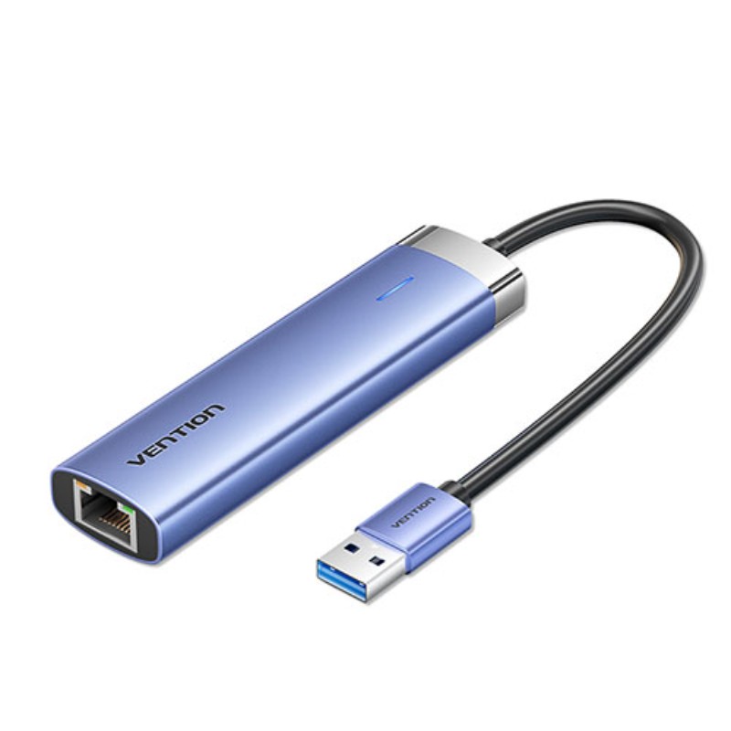 VENTION 5-in-1 USB-A 3.0 to USB 3.0 x 3/RJ45/USB-C ドッキングステーション 0.15M セルフパワー/バスパワー対応 ブルー TG-0750 [▲][AS]