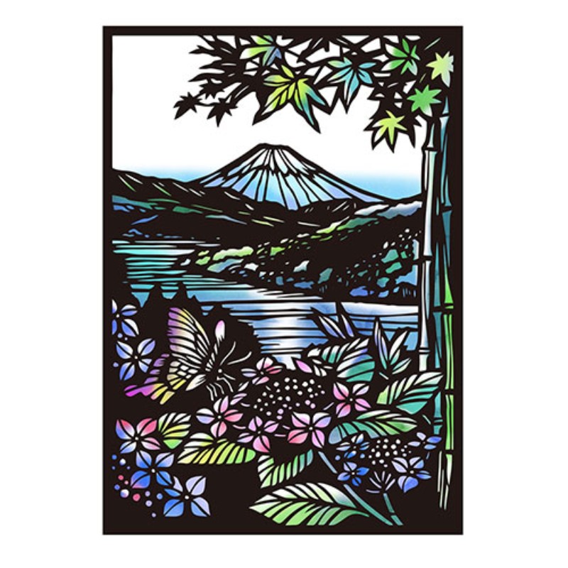 切り絵　4枚 切り絵×ちぎり絵】sei-kou-ﾔｼﾉｷ- 原画アート 絵画 紙のおくり