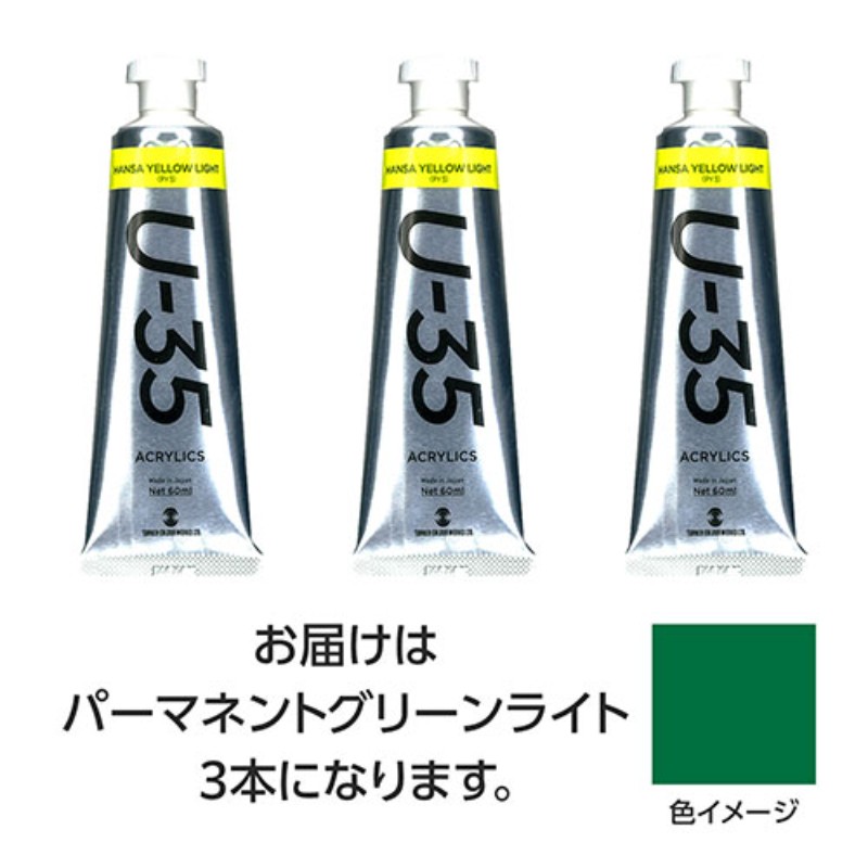 【3本×5セット】 ターナー色彩 U35 パーマネントグリーンライト60ml TURNER108757X5 [▲][AS]