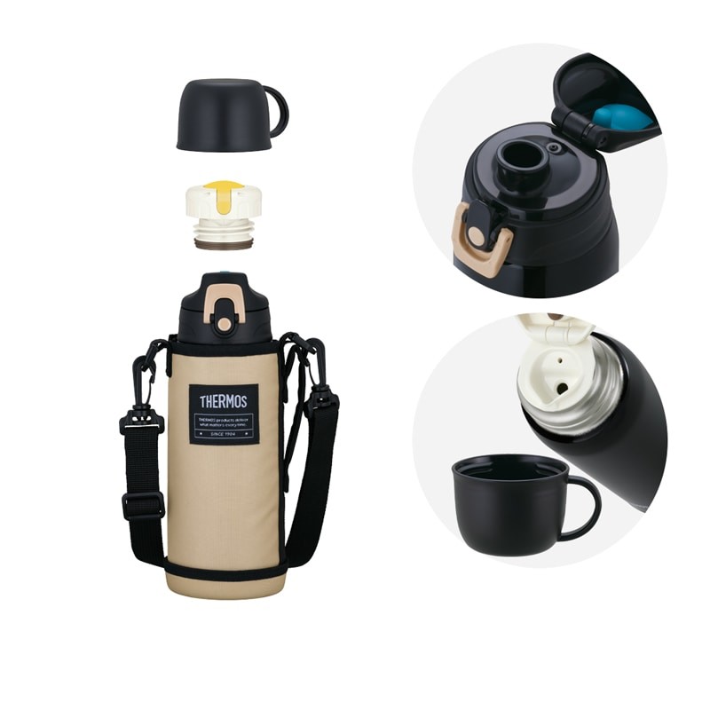 【THERMOS/サーモス】 真空断熱2ウェイボトル FJJ-802WF BEBK ベージュブラック 800ml 保冷 保温 食洗機対応 水筒 子供用 [▲][KM]