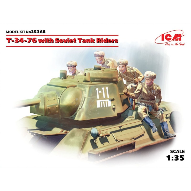 【(株)ハセガワ】 35368 ICM 1/35 ソビエトT－34/76w/戦車搭乗歩兵 [▲][ME]
