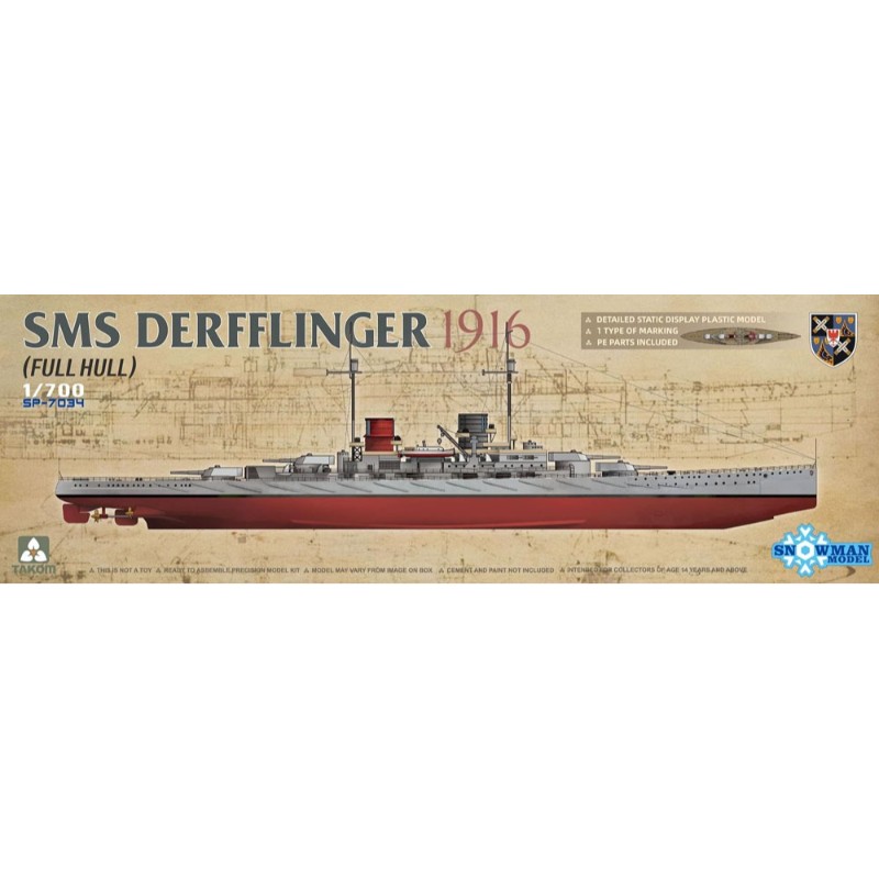 【(株)ビーバーコーポレーション】 TKOSP－7034 タコム 1/700 SMS デアフリンガー 1916（フルハルモデル） [▲][ME]