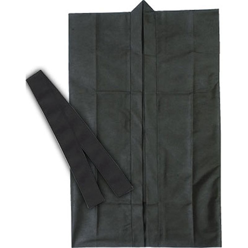【20個セット】 ARTEC ロングハッピ不織布 黒 S(ハチマキ付) ATC1173X20 [▲][AS]