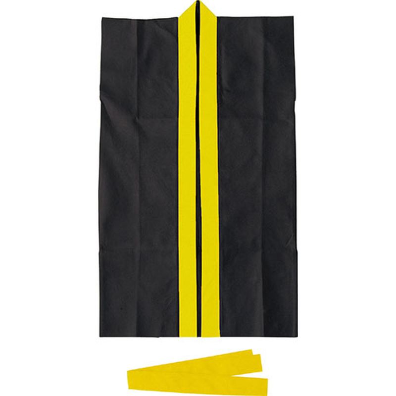 【20個セット】 ARTEC ロングハッピ不織布 S(ハチマキ付)黒(黄襟) ATC2381X20 [▲][AS]