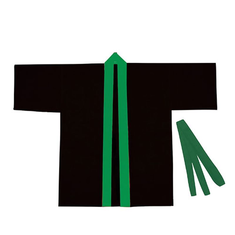 【20個セット】 ARTEC カラー不織布ハッピ 子供用S 黒(緑襟) ATC4571X20 [▲][AS]