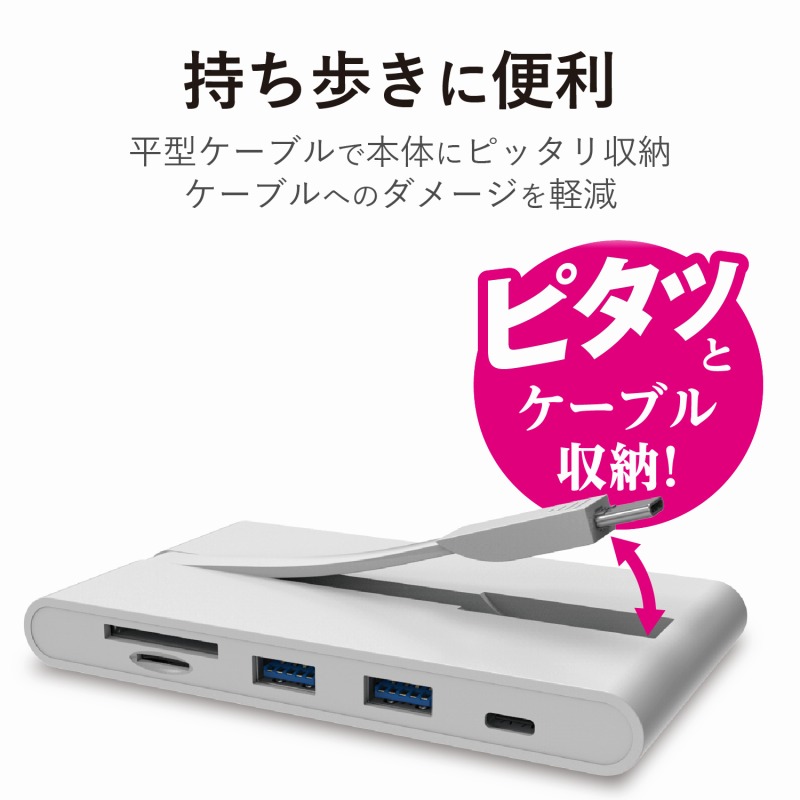 肌触りがいい Type-Cドッキングステーション PD対応 充電用Type-C1ポート データ転送用Type-C1ポート USB 3.0 2ポート  HDMI1ポート D-sub1ポート LANポート SD microSDスロット ケーブル収納 ホワイト EL appelectric.co.il