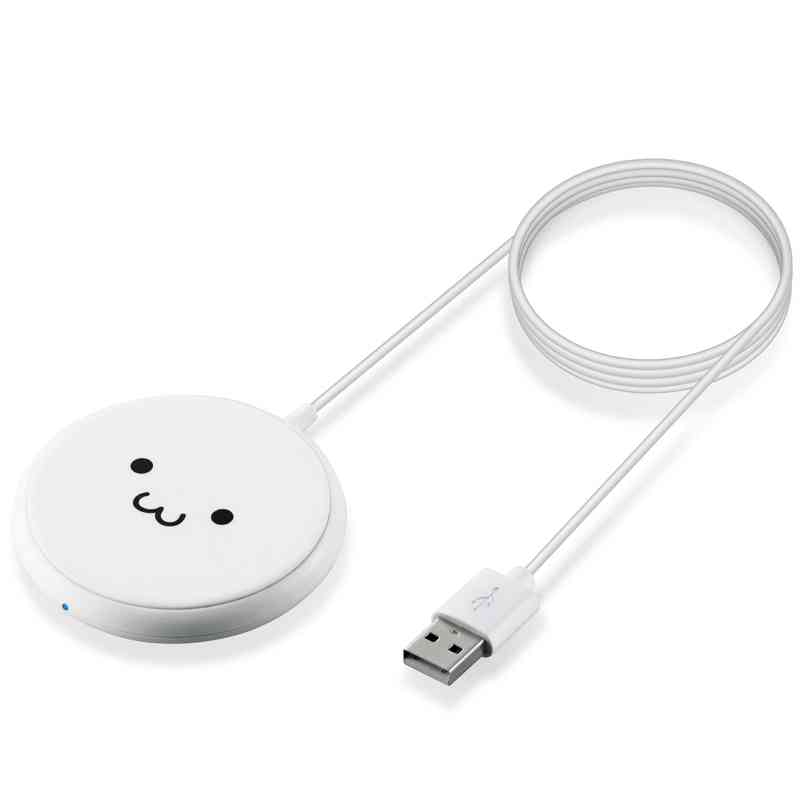 スマホ充電器 iPhone充電器 Qi 規格対応 5W コンパクト 卓上 ケーブル一体型 1m 置くだけ充電 ホワイトフェイス スマホ充電器 iPhone充電器 Qi 規格対応 5W コンパクト 卓上 ケーブル一体型 1m 置くだけ充電 ホワイトフェイス