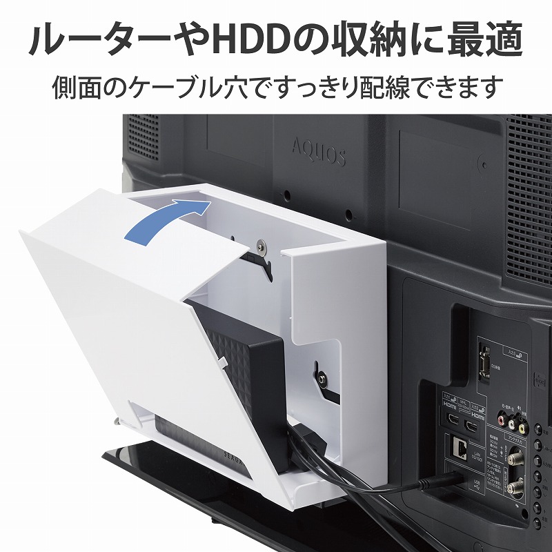 Elecom エレコム テレビ裏 モニタ裏 収納 ボックス ルーター Hdd ケーブル 配線 ホワイト Vesa規格対応 隙間収納 ほこりカバー El Butlerchimneys Com