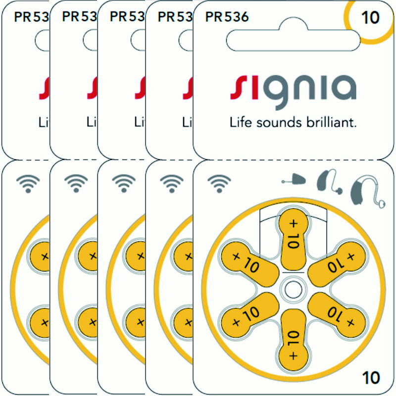 補聴器電池 PR536 10 シグニア 黄 5パック 【2022春夏新色】