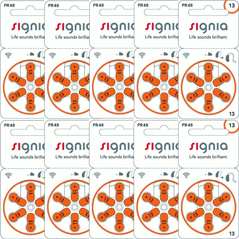 補聴器電池 PR48 13 シグニア オレンジ 10パック 信憑