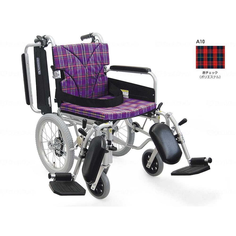 カワムラサイクル 簡易モジュール介助用 中床タイプ 車いす 赤チェック 座幅38cm KA816-38B-M｜となりの福祉くん店