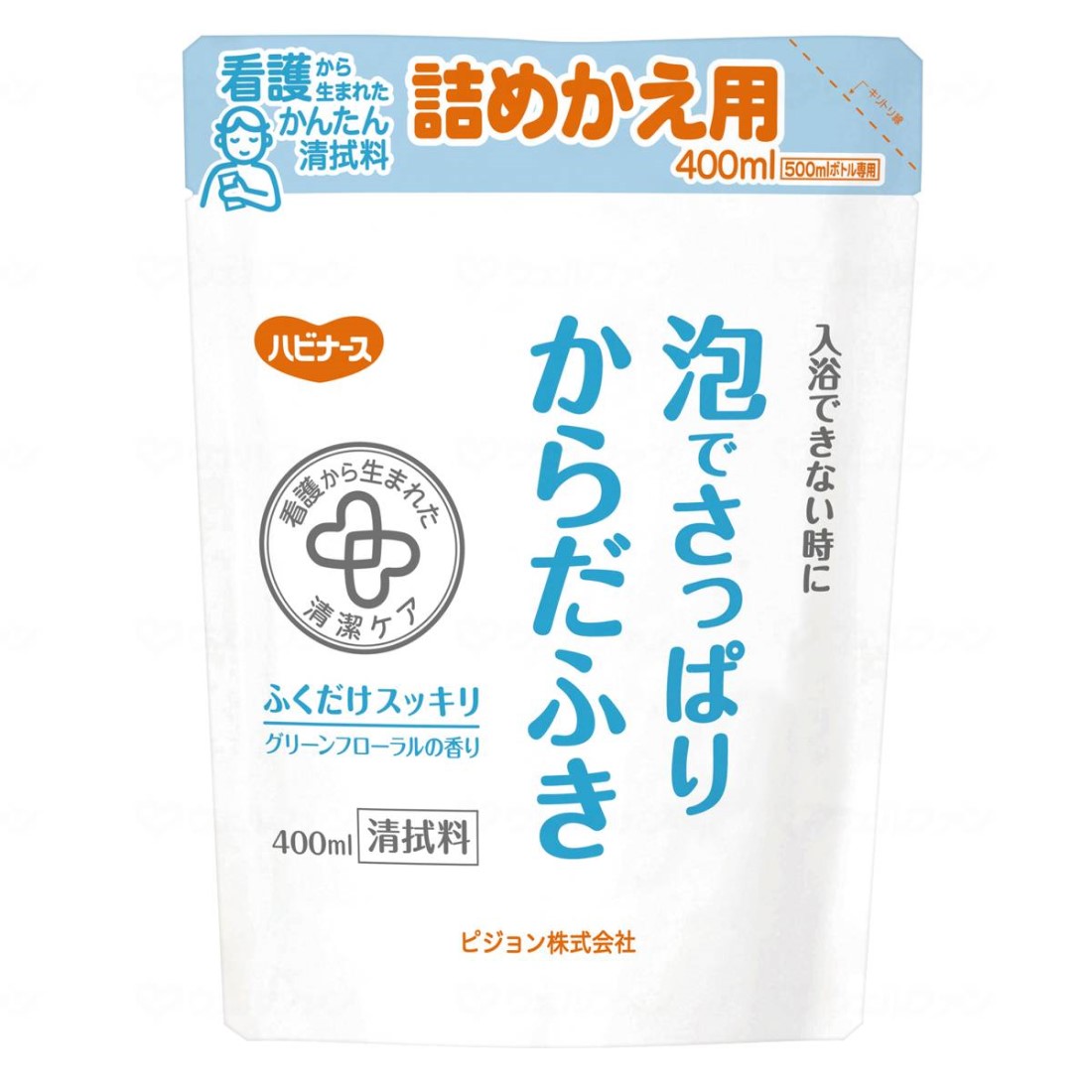 ピジョン ハビナース 泡でさっぱりからだふき 詰めかえ用 グリーンフローラルの香り 400ml 669200IL 消費税無し