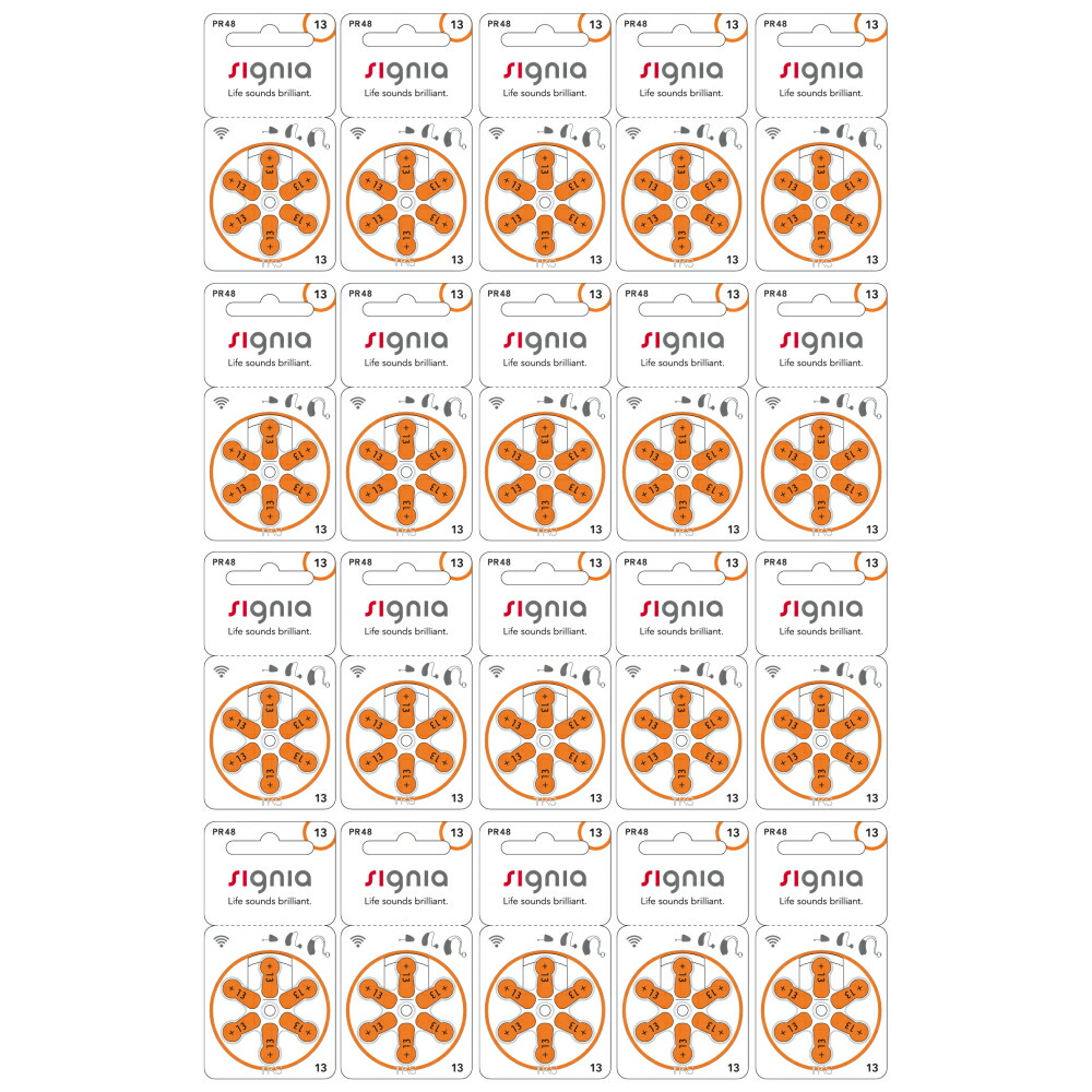 売れ筋商品 ネコポス便なら送料無料 シグニア 【完売】 補聴器用空気電池PR48 20パックセット 13 120粒
