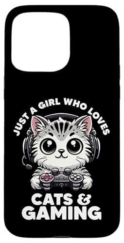 iPhone 15 Pro Max Just A Girl Who Loves Cats & Gaming おもしろキャット ママゲーマー スマホケース画像