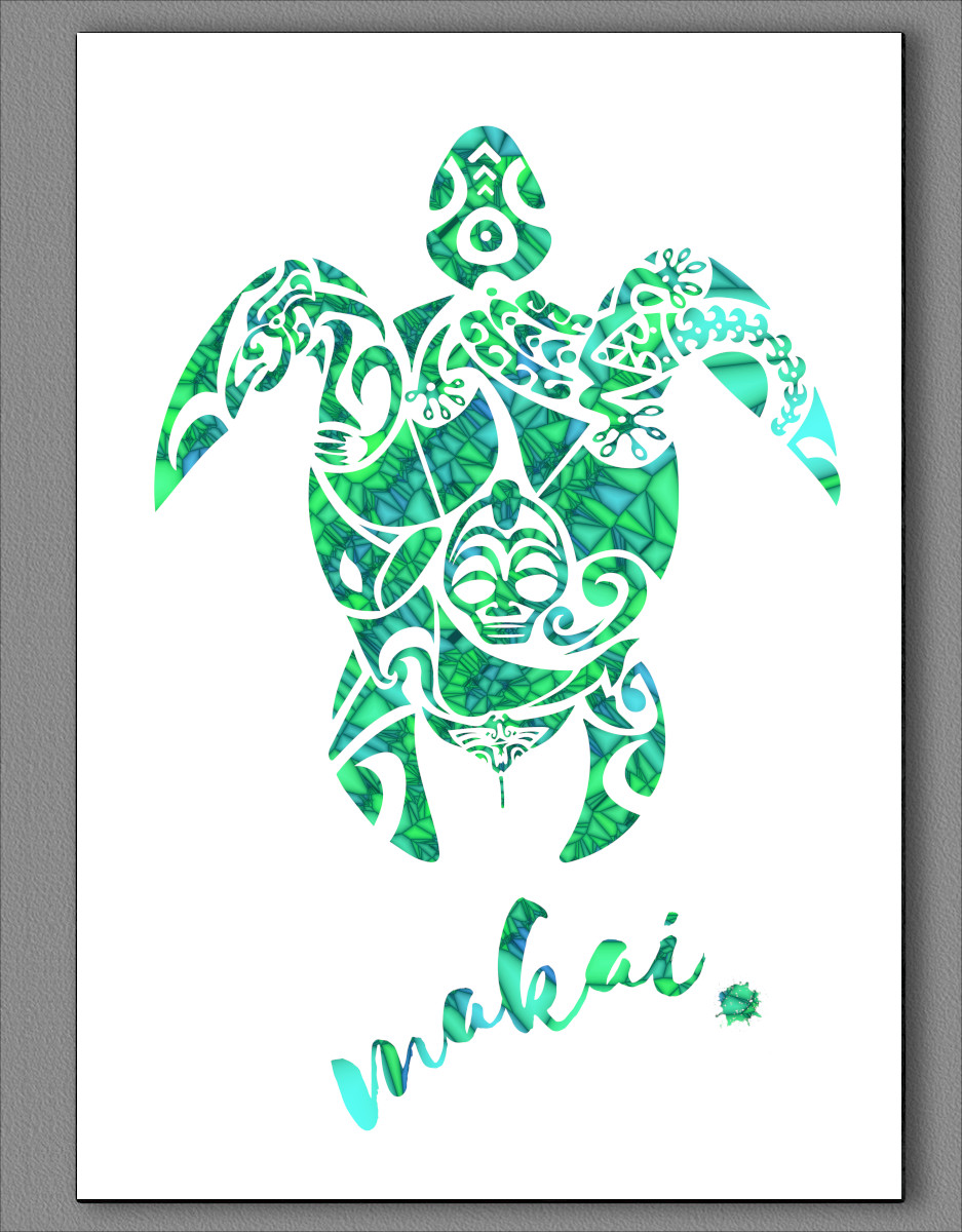 楽天市場 送料無料 ハワイ アートパネル 雑貨 土産 海 ウミガメ 海亀 亀 Turtle ハワイ語 アートプリント 絵 デザイン インテリア ハワイアン アート Hawaii Makai Play Of Light