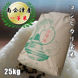令和7年産/1等米 南会津産コシヒカリ玄米25kg 【送料無料】 ☆有名米どころ会津の一等米！【産地直送福島県産会津米】【smtb-TD】【tohoku】【RCP】