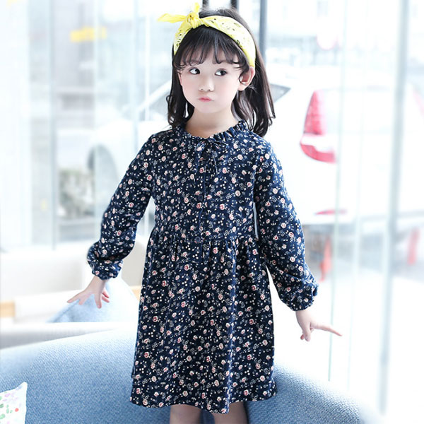 楽天市場 韓国子供服 ワンピース キッズ 女の子 花柄ワンピ 長袖ワンピ 可愛い 綿 コーデ ガールズ 子供ワンピ 女児用 膝丈上 オシャレ ネイビー ワンピース 通園 通学 春着 秋着 110cm 1cm 130cm 140cm 150cm 160cm Hohoemimarket