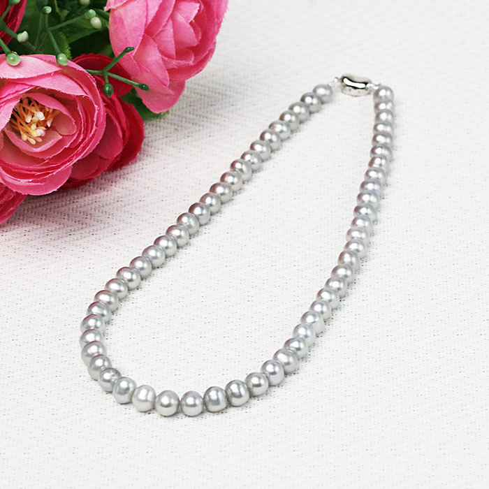 楽天市場】シルバーのクラスプ集 7．5ミリアップのパールネックレス