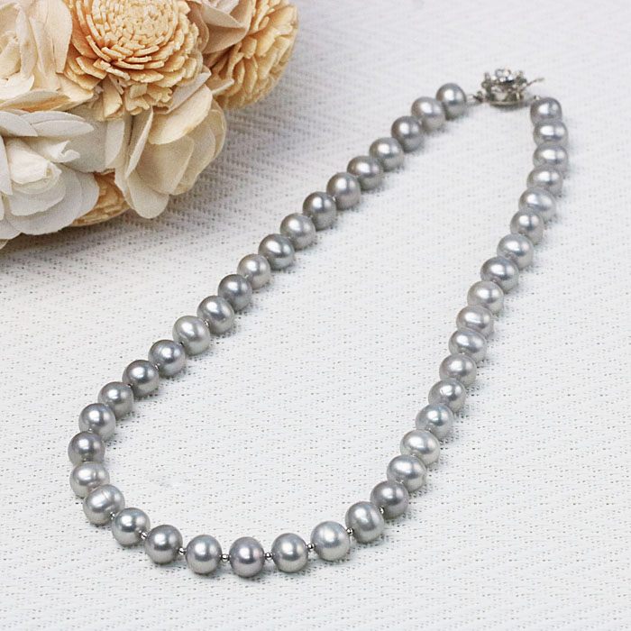 楽天市場】シルバーのクラスプ集 7．5ミリアップのパールネックレス