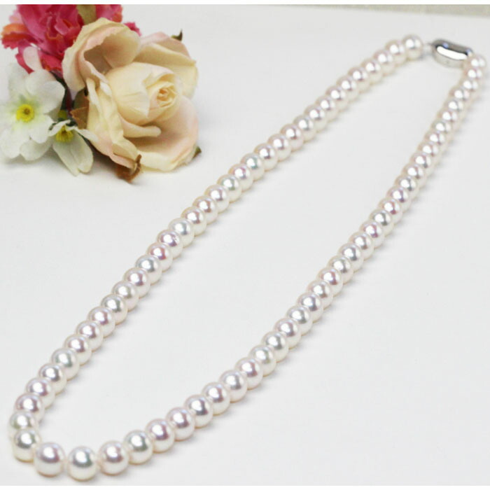 あこや真珠ロングネックレス 約8.3～8.7mm 長さ約62.5cm(金具込) シルバービーンズ型クラスプ 52,800円