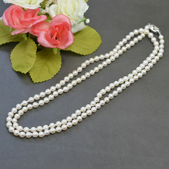 あこや真珠ロングネックレス あこや真珠：約5.0～5.5mm 長さ：約80cm(金具込)　 シルバービーンズクラスプ
