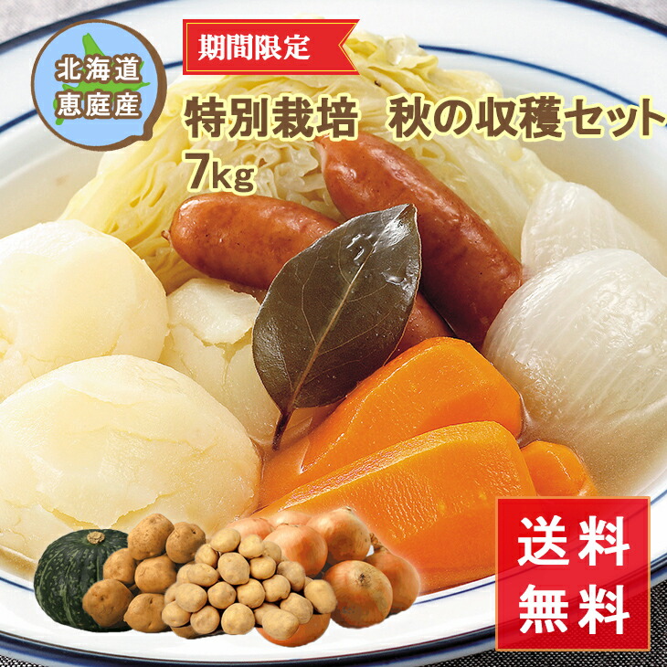特別栽培 秋の収穫セット 7kg 産地直送 送料無料 男爵 キタアカリ かぼちゃ 玉ねぎ たまねぎ 野菜 北海道 北海道 ギフト 北海道グルメ 内祝い お返し 出産 FUJI
