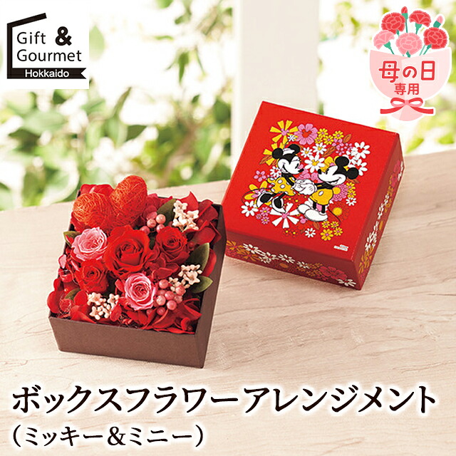 母の日 花 ギフト 送料無料 【母の日専用】 ボックスフラワーアレンジメント（ミッキー＆ミニー） / ははのひ 母の日プレゼント 母の日ギフト お花 はな フラワー アレンジ フラワーアレンジメント アートフラワー アート 人気 おしゃれ かわいい 30代 40代 50代 60代 70代
