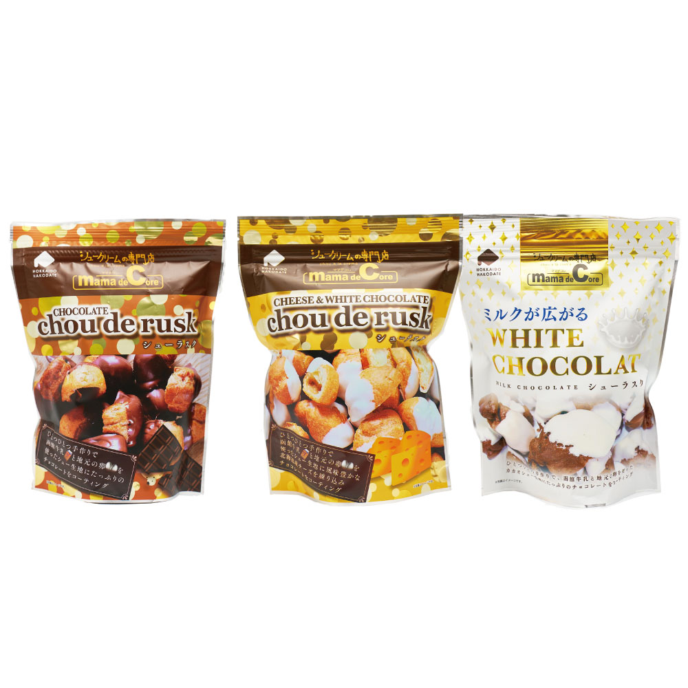 お中元 御中元 北海道 3袋セット チーズホワイト ラスク 函館 チョコレート シュー ミルクショコラ ママデコレ