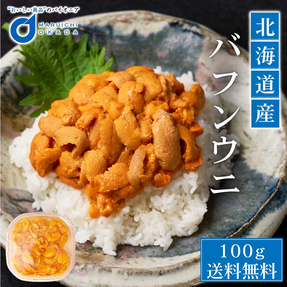お中元 御中元 夏 ギフト ウニ 塩水 送料無料 北海道産 バフンウニ うに 100g 冷蔵 バフン 生ウニ 雲丹 北海道 グルメ 塩水ウニ  寿司 贈り物 お取り寄せ 刺身 敬老の日 北海道お土産ギフト岡田商店
