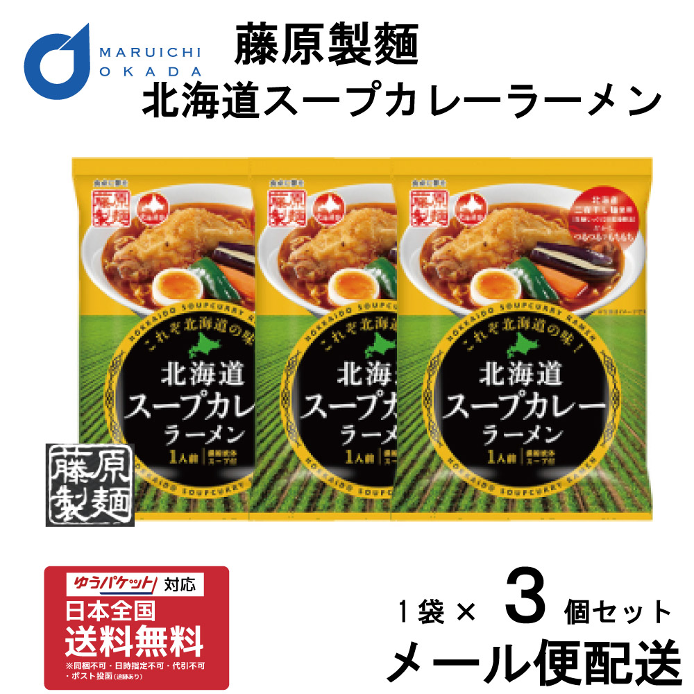 楽天市場 お年賀 藤原製麺 北海道 スープカレー ラーメン 乾麺 1人前x 3個 計3食 メール便 北海道 お土産スープカレー カレー 送料無料 ご当地 ラーメン 御年賀 バレンタイン 北海道お土産ギフト岡田商店