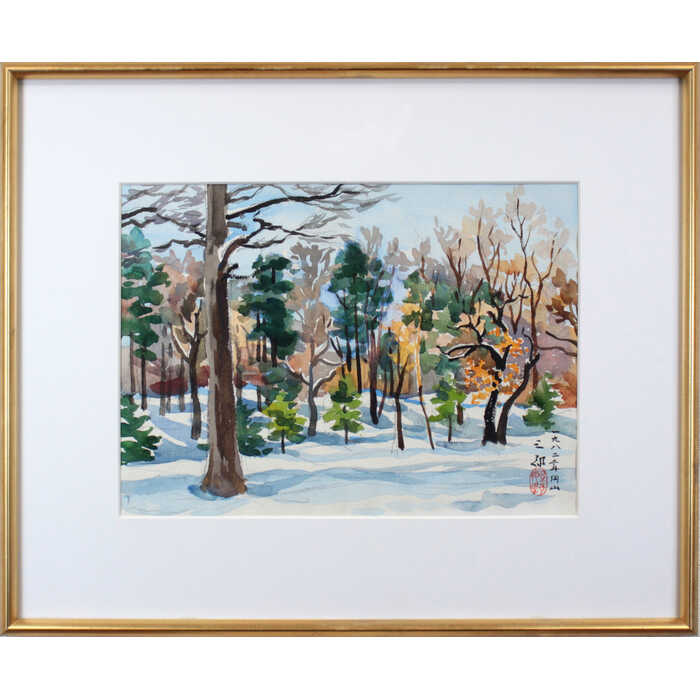楽天市場】絵画 赤穴宏 水彩画 『安曇野にて』 家 山 木 林