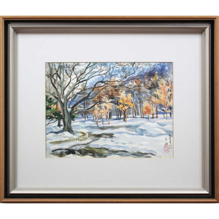 楽天市場】絵画 笹原亮 水彩画 『池畔の春（道庁）』 池 風景