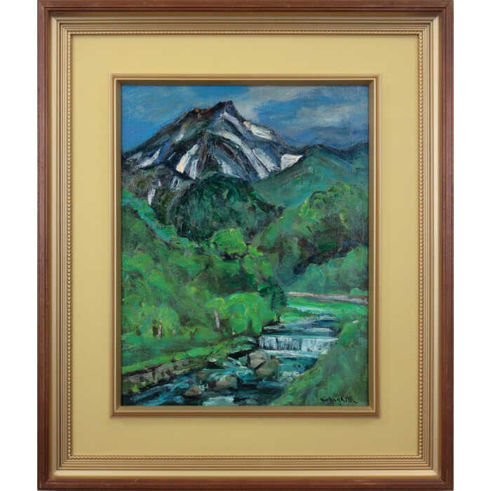 田河 勇造　風景 奥日光　匀河 楽天市場】絵画 田河勇造 油絵・油彩画 『奥日光』 山 木 林 湖