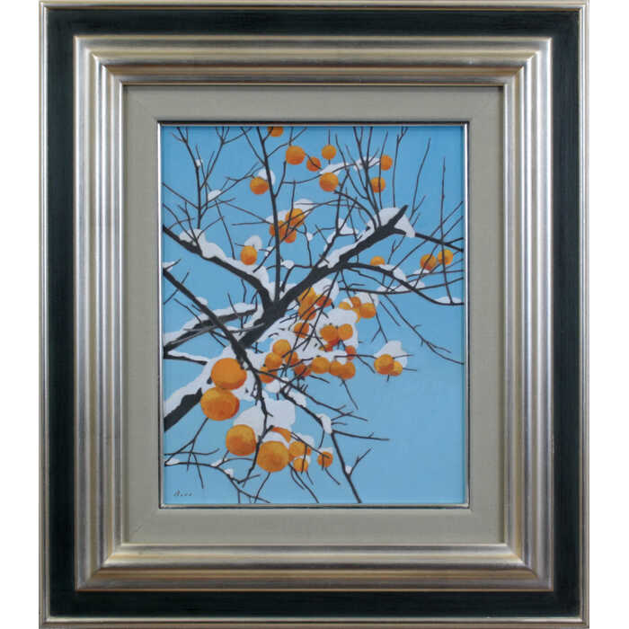 楽天市場】横山大観 柿 日本画 ブラックガラスフレーム 黒額 巨匠 色紙