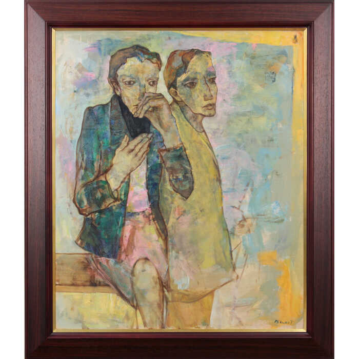 絵画 高橋三加子 油絵・油彩画 『街角のひと』 人物 渡世 一点物 美術品 アート たかはしみかこ｜北海道画廊 店 165,000円