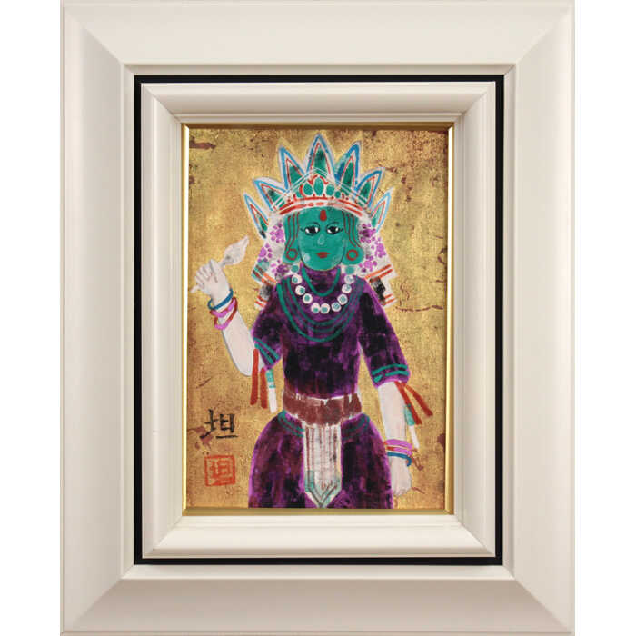 絵画 川井坦 日本画 『人形・ネパール』 人形 一点物 美術品 アート かわいひろし｜北海道画廊 店