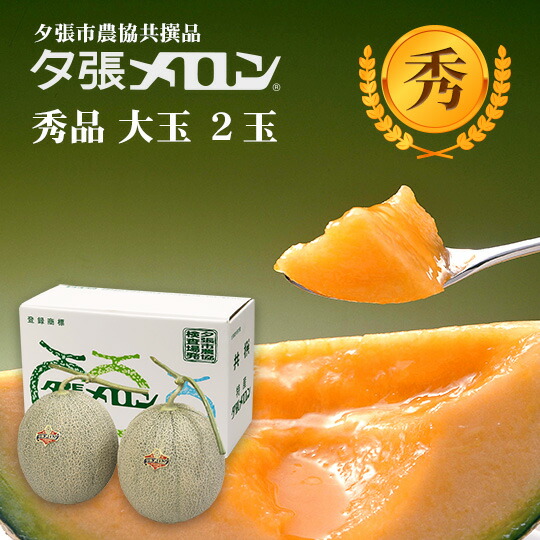 【早割り特価】夕張市農協直送 共撰品 夕張メロン秀品大玉(約1.6kg) 2玉【送料無料】【産地直送】【代引不可】 北海道 お土産 おみやげ お中元 贈答品 引出物 赤肉メロン お供え物 お盆 名物
