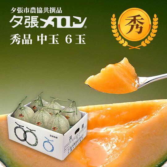 【早割り予約】夕張市農協直送 共撰品 夕張メロン秀品中玉(約1.3kg) 6玉1箱【送料無料】【産地直送】【代引不可】 北海道 お土産 おみやげ お中元 贈答品 引出物 赤肉メロン お供え物 お盆 名物