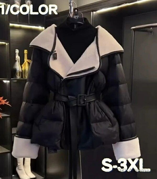 【送料無料】冬 高級感 おしゃれ 綿の服 コート ブラック ショートスタイル 着痩せ レディース