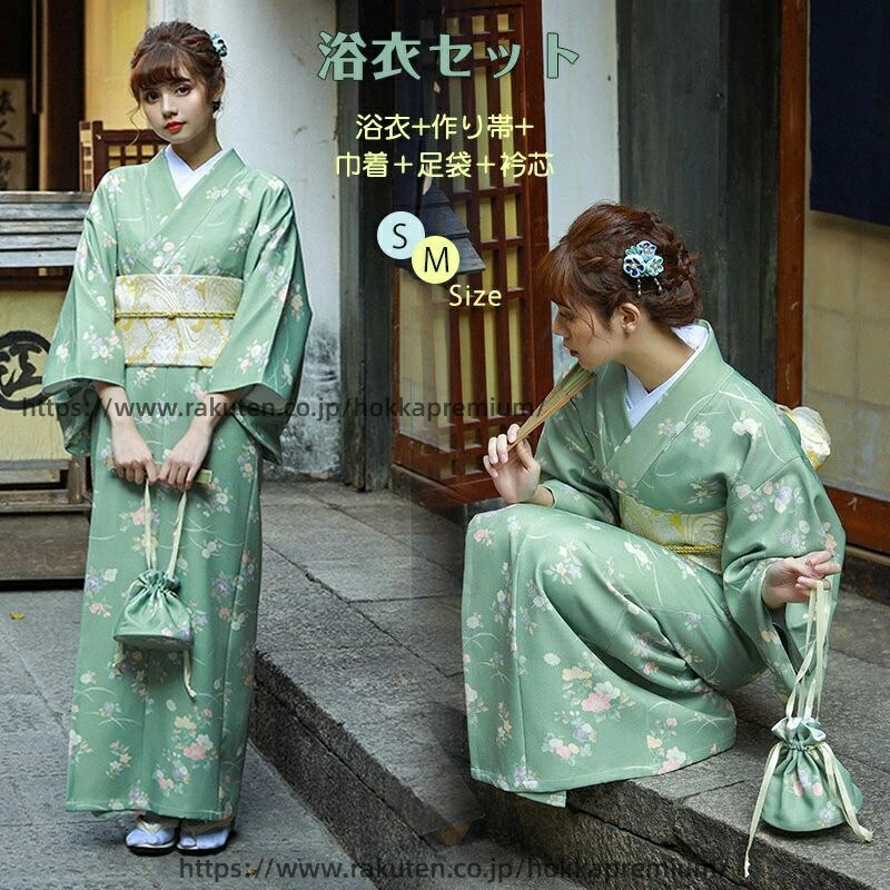 【送料無料】ース 作り帯 大人 夏祭り 花柄 緑 葉 緑 グリーン レトロ 大正浪漫 お出かけ 花火大会 盆踊り 文化祭 夏 女性 女性用 ゆかた 可愛い 撮影用 プレゼント S/M