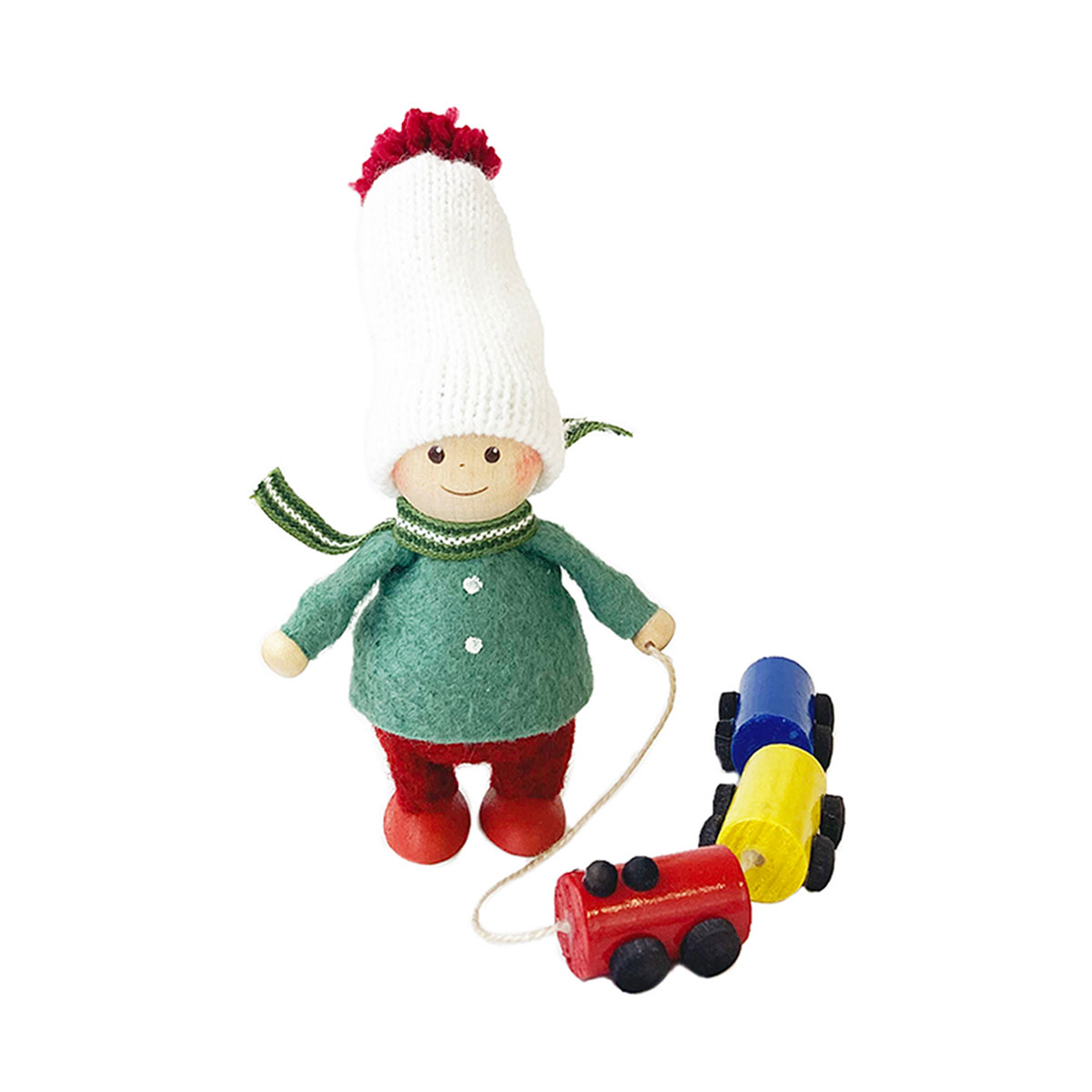 【NORDIKA公式】NORDIKA nisse ノルディカ ニッセ クリスマス 木製人形 ( 電車のおもちゃを運ぶ男の子 / joy to the world )【北欧雑貨】