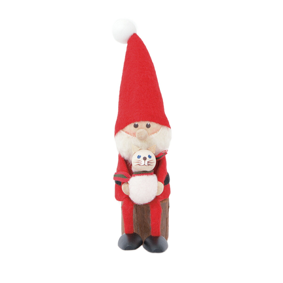 【NORDIKA公式】【新作】NORDIKA nisse ノルディカ ニッセ クリスマス 木製人形 ( ネコを抱えたサンタ )【北欧雑貨】
