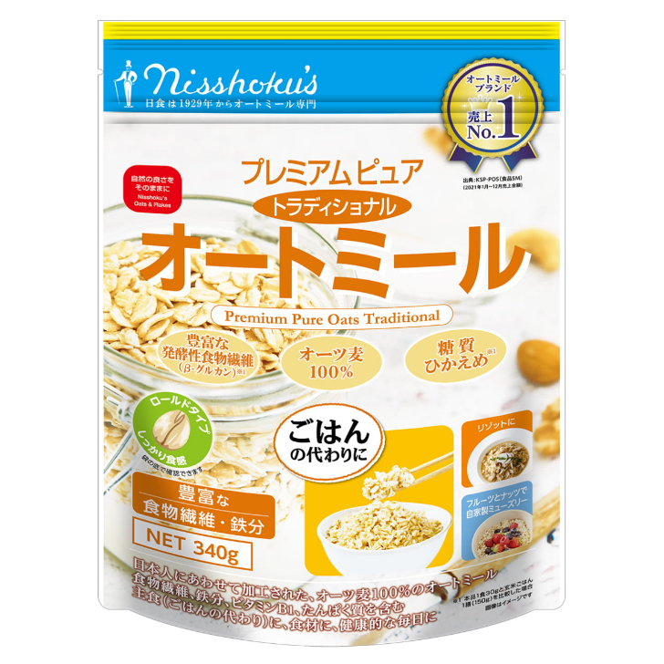【Ｚ】日食 プレミアムピュア トラディショナル オートミール 340g ２４個（６ケース）【健康応援】宅配100サイズ