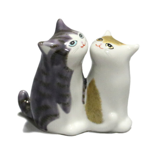 九谷焼 仲良し猫 3.8号紫金釉彩|九谷陶芸 北山堂 店